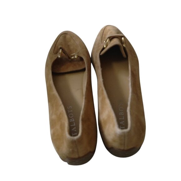 Talbots Women's Size 7M Tan Suede Leather Horse Bit Pointed Flats Classic - Picture 4 of 8
